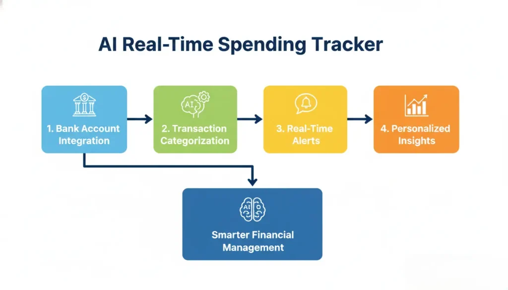 AI tracking spending through bank integration, categorization, and alerts