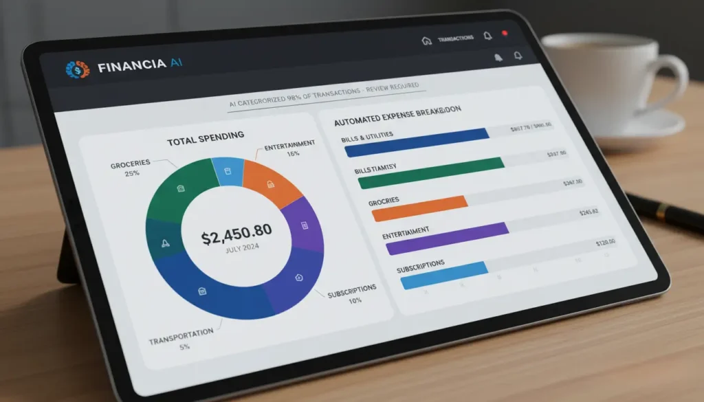 AI budgeting app categorizing expenses automatically