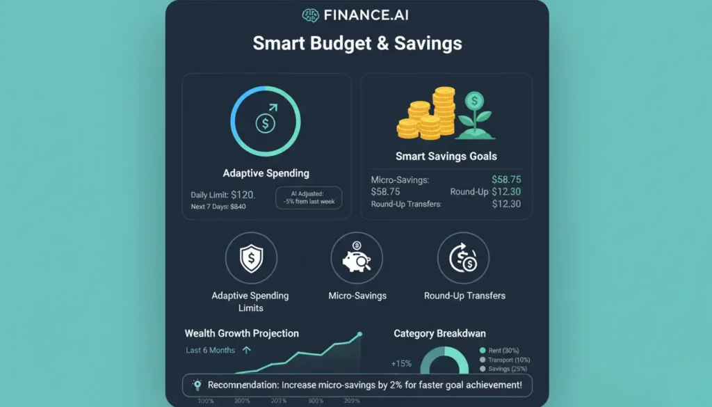AI budgeting app recommending personalized budgets and automatic savings
